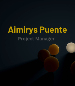 Dummy photo with saying Aimirys Puente project manager
